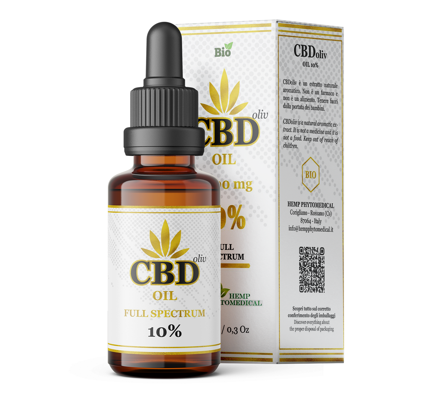 HEMP PHYTOMEDICAL – CBDoliv oil 10% | Olio di CBD Full Spectrum - Estratto di Canapa BIO | Puro e Naturale, Made in Italy